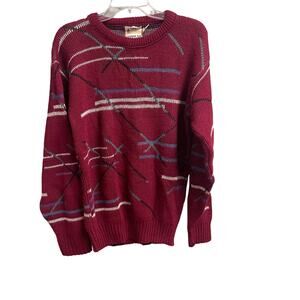 VTG Towne London Fog Grandpa Sweater Mens Large Colorful Knit 70s 80s Heritage